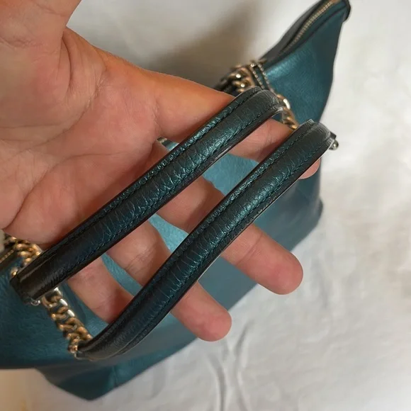 Coach Metallic Teal Ava Tote and Wallet - Picture 5 of 10